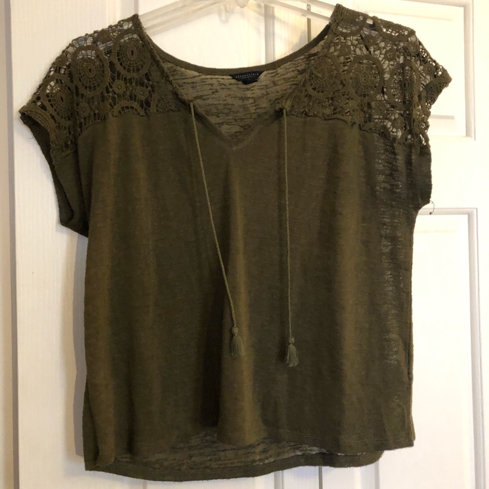 Short Sleeve Top with Lace Sleeves